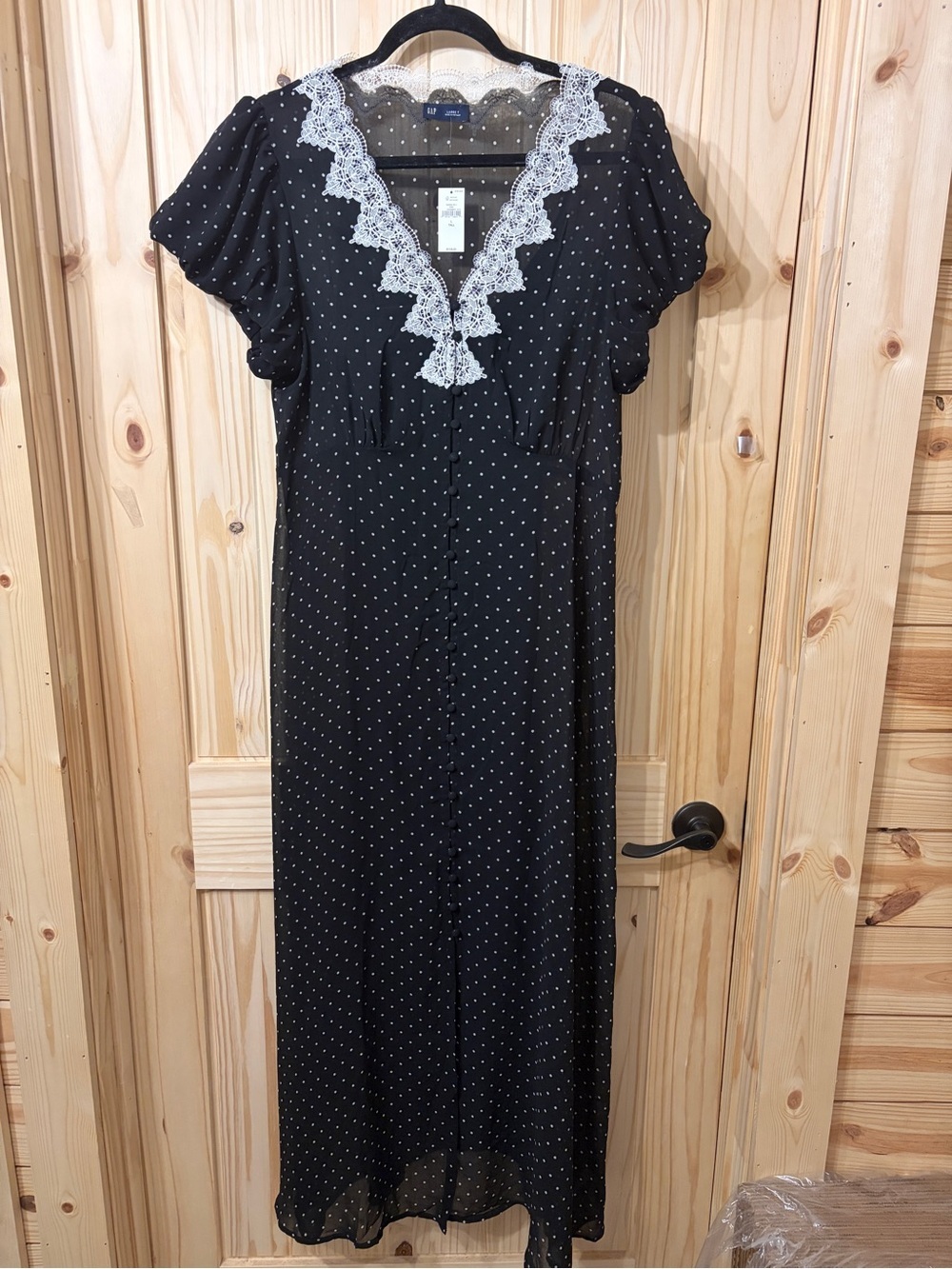 Gap Lace-Trim V-Neck Maxi Dress Summer Wedding Guest Graduation NWT LTall Sheer